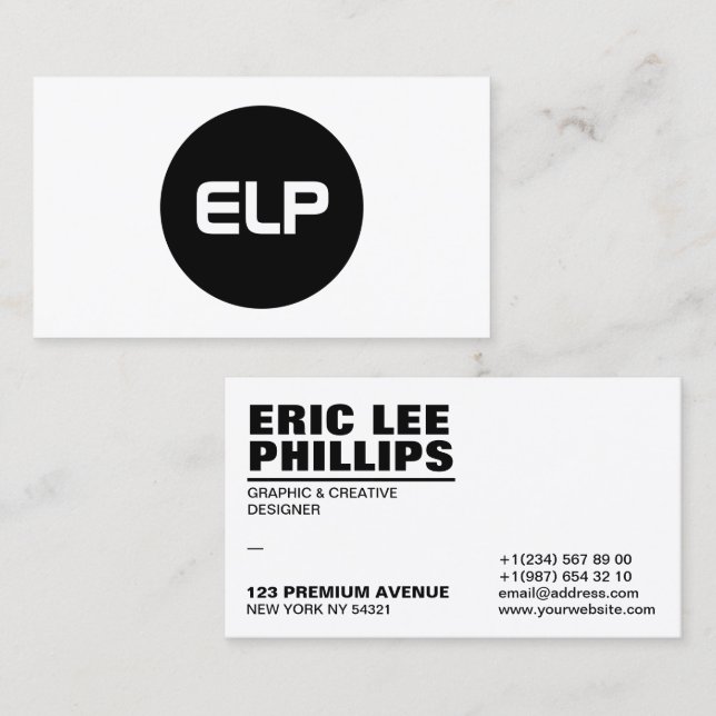 Modern Simple Minimalist Bold White Professional Business Card (Front/Back)