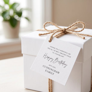 Modern Simple Minimalist Chic Happy Birthday Favour Tags