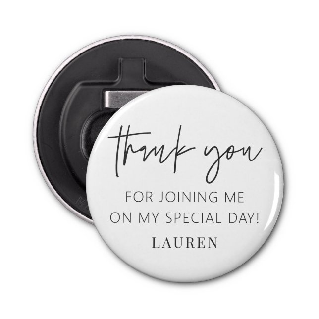 Modern Simple Minimalist Chic Thank You Bottle Opener (Front)