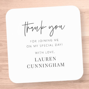 Modern Simple Minimalist Chic Thank You Square Sticker