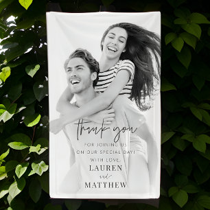 Modern Simple Minimalist Chic Wedding Thank You Banner