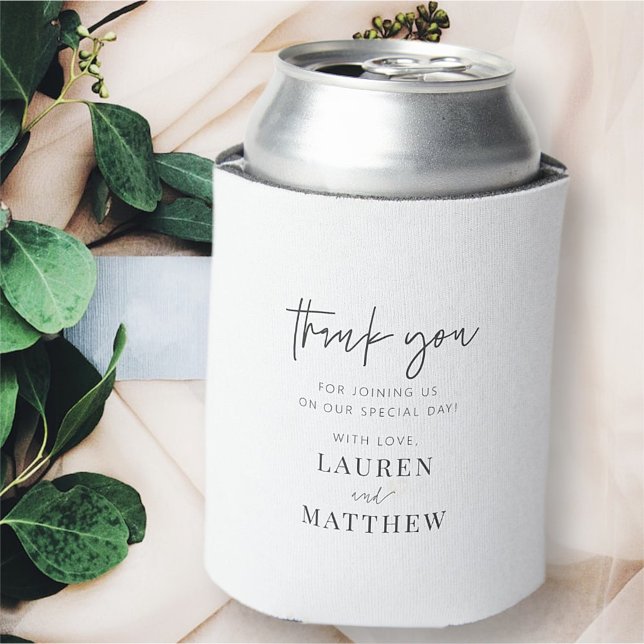 Modern Simple Minimalist Chic Wedding Thank You Can Cooler (Creator Uploaded)