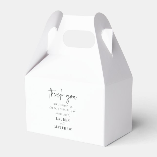 Modern Simple Minimalist Chic Wedding Thank You Favour Box (Front Side)