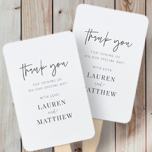 Modern Simple Minimalist Chic Wedding Thank You Hand Fan
