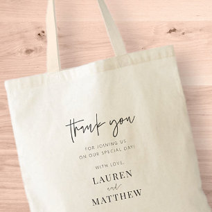 Modern Simple Minimalist Chic Wedding Thank You Tote Bag