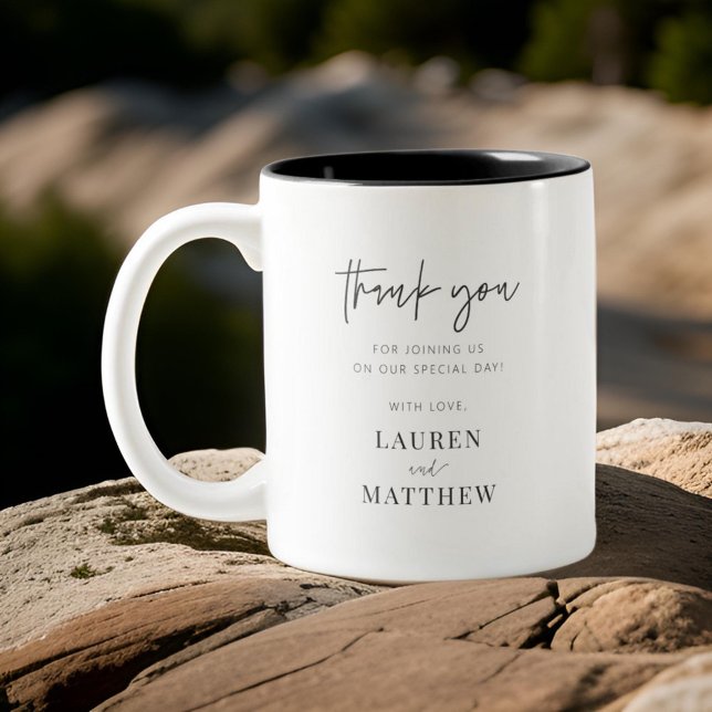 Modern Simple Minimalist Chic Wedding Thank You Two-Tone Coffee Mug (Creator Uploaded)