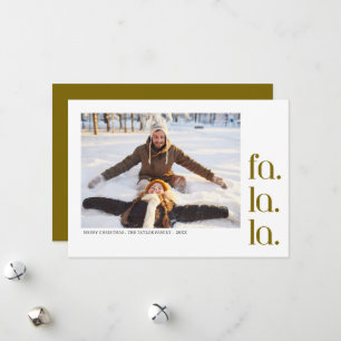modern simple minimalist Christmas fa la la photo Holiday Card