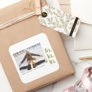 modern simple minimalist Christmas fa la la photo Square Sticker