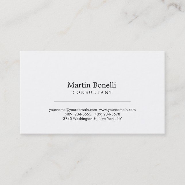 Modern Simple Minimalist Consultant Business Card (Front)