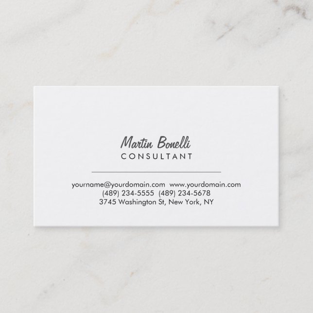 Modern Simple Minimalist Consultant Business Card (Front)