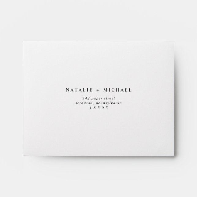 Modern Simple Minimalist Custom Wedding RSVP Envelope (Front)