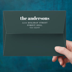 Modern Simple Minimalist Dark Green Christmas Envelope