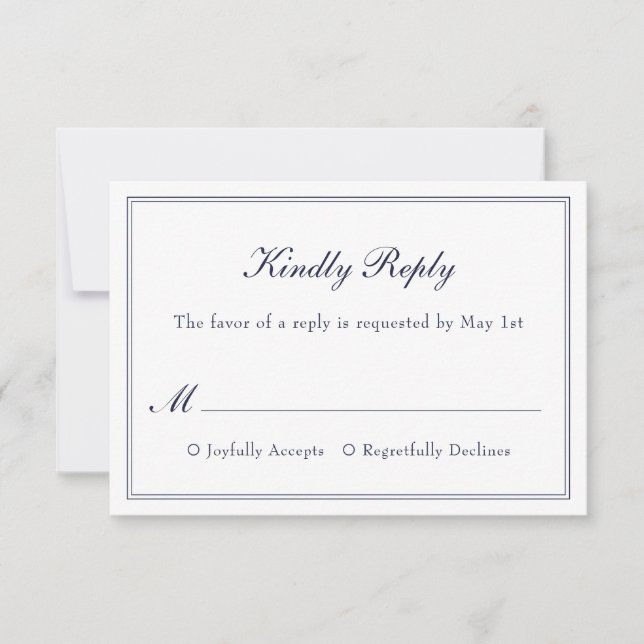 Modern Simple Minimalist Elegant Wedding RSVP Card (Front)