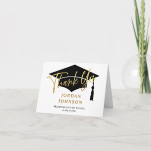 Modern Simple Minimalist Golden Graduation PHOTO Thank You Card