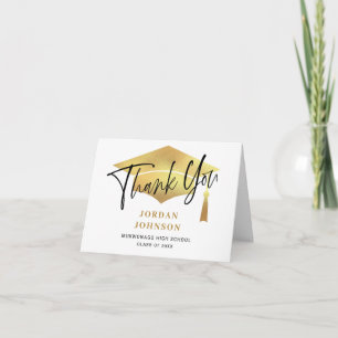 Modern Simple Minimalist Golden Graduation Thank You Card