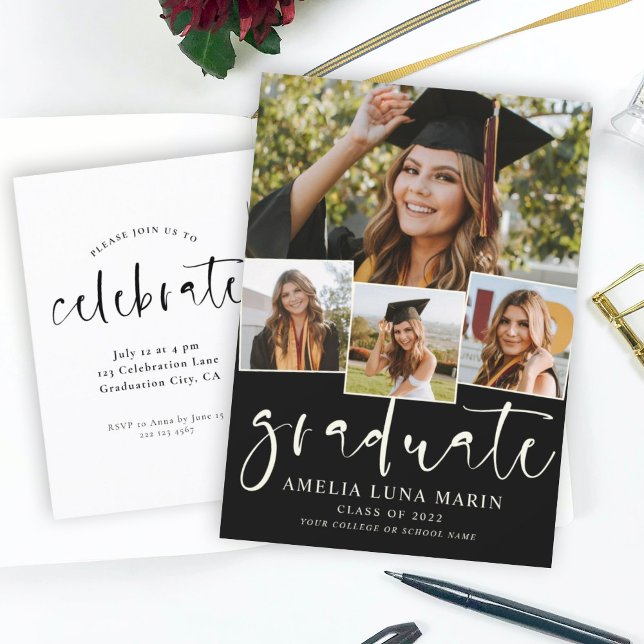 Modern Simple Minimalist Graduation Invitation Postcard (Creator Uploaded)