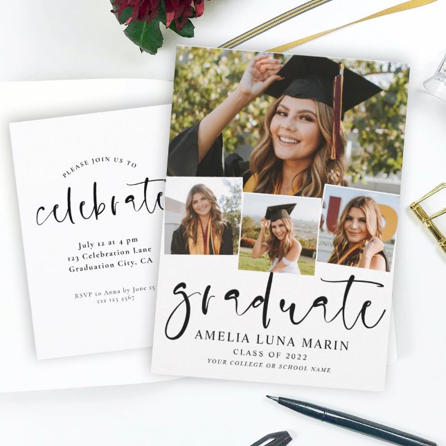 Modern Simple Minimalist Graduation Invitation Postcard (Creator Uploaded)