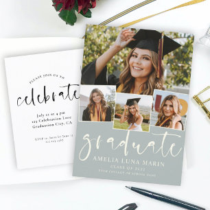 Modern Simple Minimalist Graduation Invitation Postcard