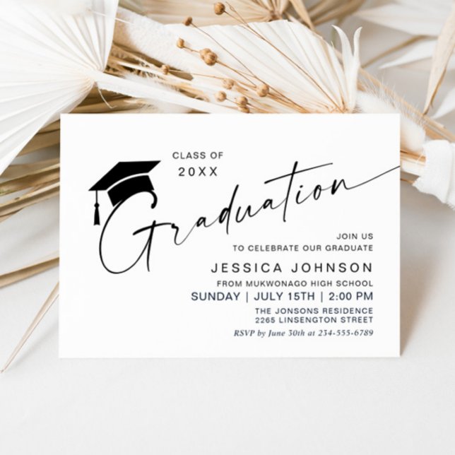Modern Simple Minimalist Graduation Party Invitation (Creator Uploaded)