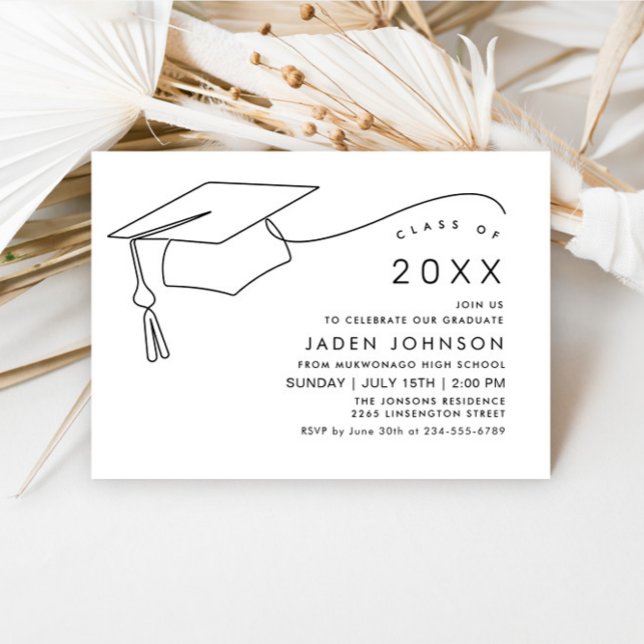Modern Simple Minimalist Graduation Party Invitation (Creator Uploaded)