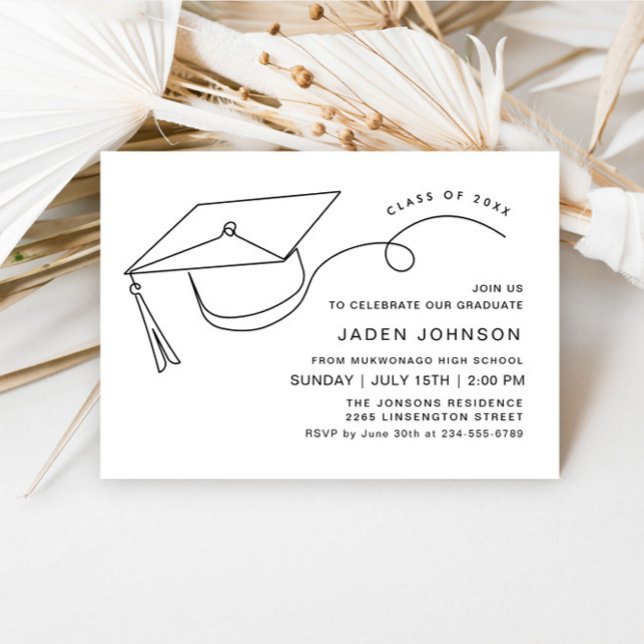 Modern Simple Minimalist Graduation Party Invitation (Creator Uploaded)