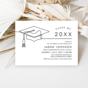 Modern Simple Minimalist Graduation Party Invitation