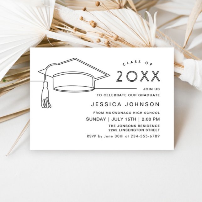Modern Simple Minimalist Graduation Party Invitation (Creator Uploaded)