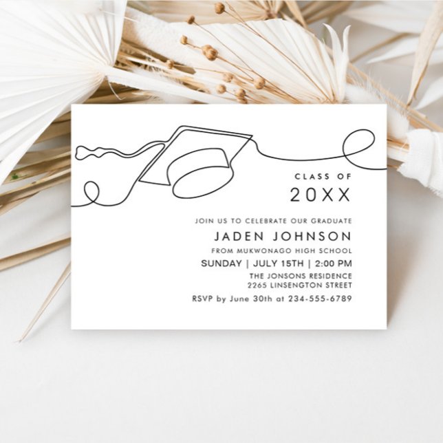 Modern Simple Minimalist Graduation Party Invitation (Creator Uploaded)