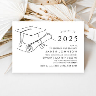 Modern Simple Minimalist Graduation Party Invitation