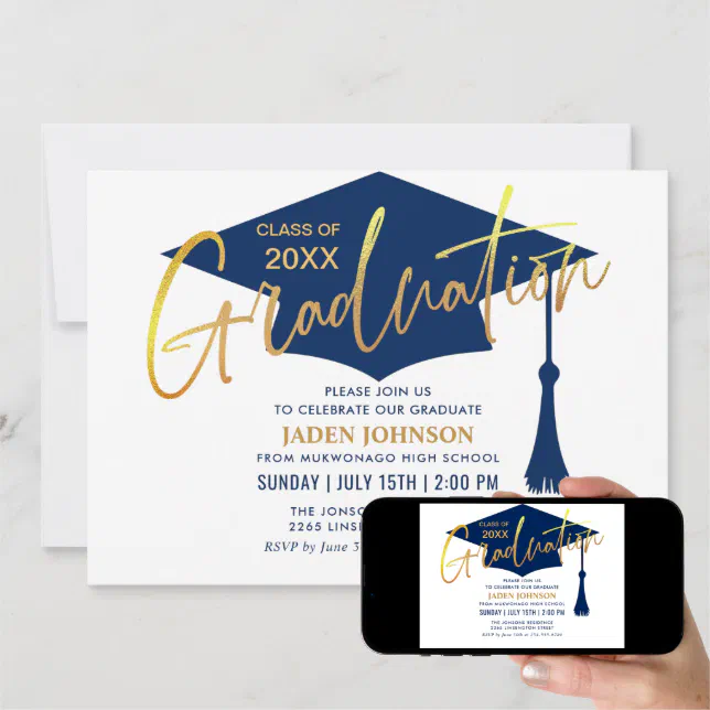 Modern Simple Minimalist Graduation Party QR code Invitation | Zazzle