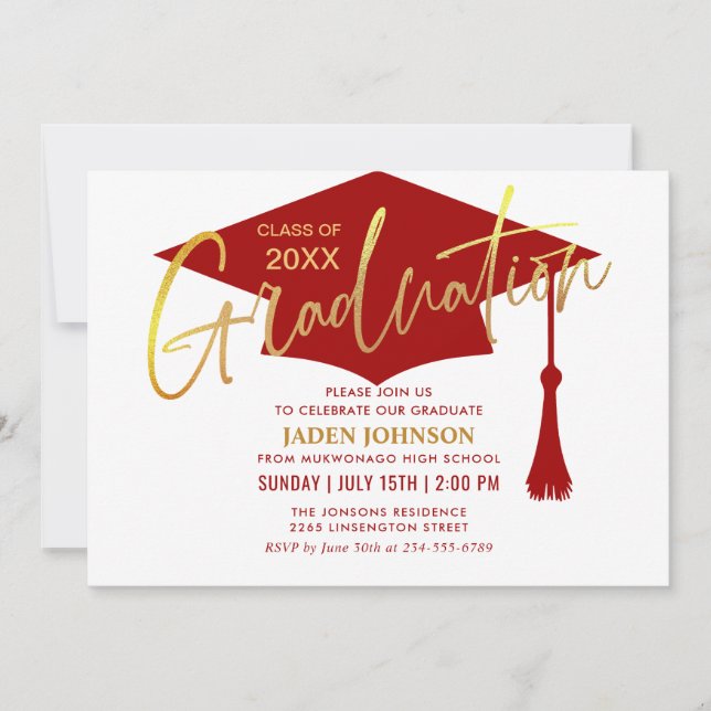 Modern Simple Minimalist Graduation Party QR code Invitation (Front)
