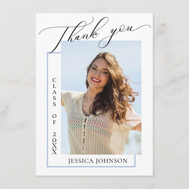 Modern Simple Minimalist Graduation PHOTO  Thank Y You Card (Front)