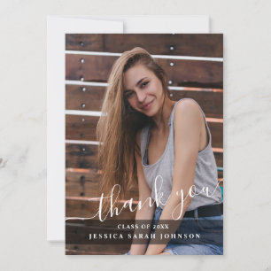 Modern Simple Minimalist Graduation PHOTO  Thank Y You Card