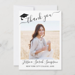Modern Simple Minimalist Graduation PHOTO Thank You Card