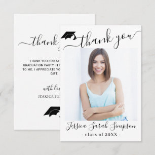 Modern Simple Minimalist Graduation PHOTO Thank You Card