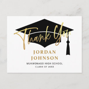 Modern Simple Minimalist Graduation Thank You Anno Announcement Postcard