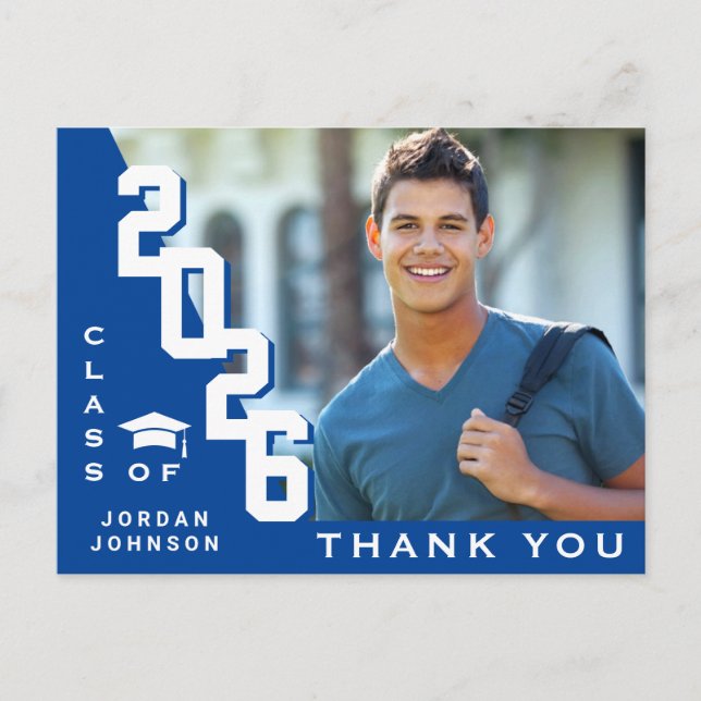 Modern Simple Minimalist Graduation Thank You Postcard (Front)