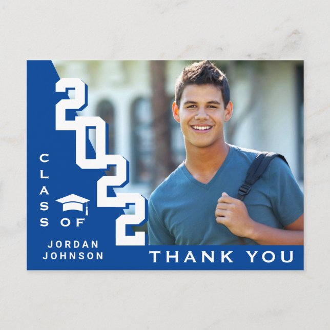 Modern Simple Minimalist Graduation Thank You Postcard (Front)