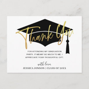 Modern Simple Minimalist Graduation Thank You Postcard