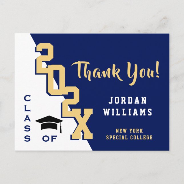 Modern Simple Minimalist Graduation Thank You Postcard (Front)