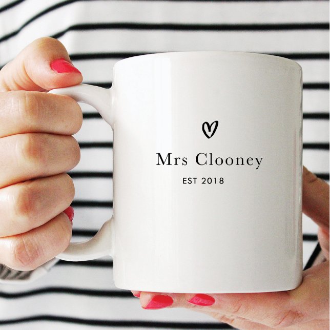 Modern Simple Minimalist Heart Bride Monogram Coffee Mug (Creator Uploaded)