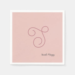Modern Simple Minimalist Initial Monogrammed Napkin