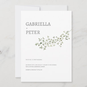 Modern Simple Minimalist Leaf Branch Wedding Invi Invitation