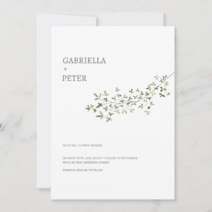 Modern Simple Minimalist Leaf Branch Wedding Invitation