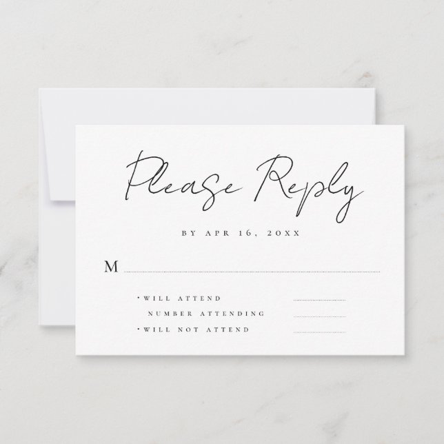 Modern Simple Minimalist Memories Memorial Reply RSVP Card (Front)