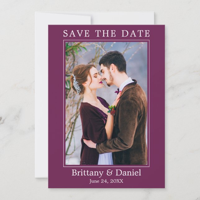 Modern Simple Minimalist Photo Cassis Save The Date (Front)