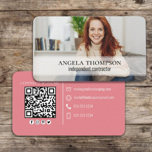 Modern Simple Minimalist Photo Connect QR Code Business Card
