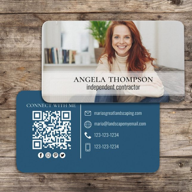 Modern Simple Minimalist Photo Connect QR Code Business Card (Creator Uploaded)