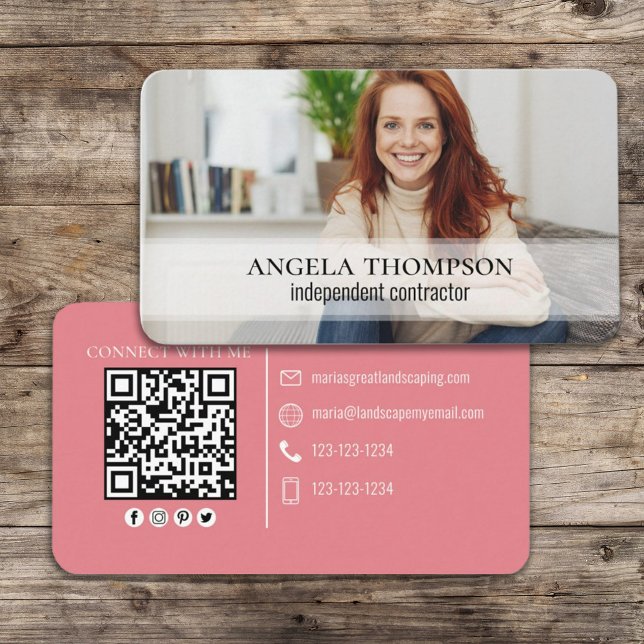 Modern Simple Minimalist Photo Connect QR Code Business Card (Creator Uploaded)
