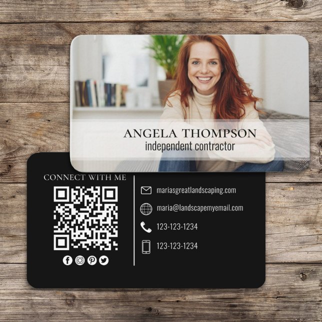 Modern Simple Minimalist Photo Connect QR Code Business Card (Creator Uploaded)